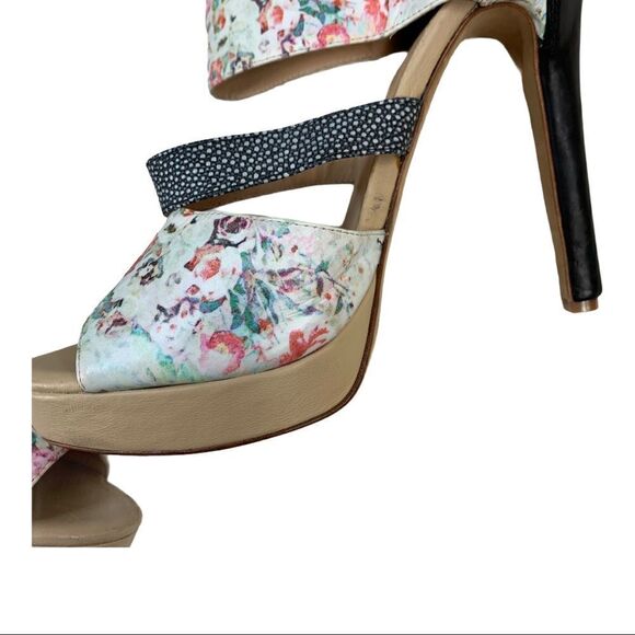 Nicole Miller Floral Cuff Ankle Platform Heels Sandals 9 - Picture 7 of 11
